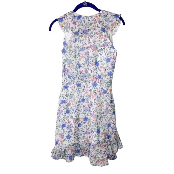 Saloni Cece white floral ruffle mini dress size 0 - Picture 6 of 7